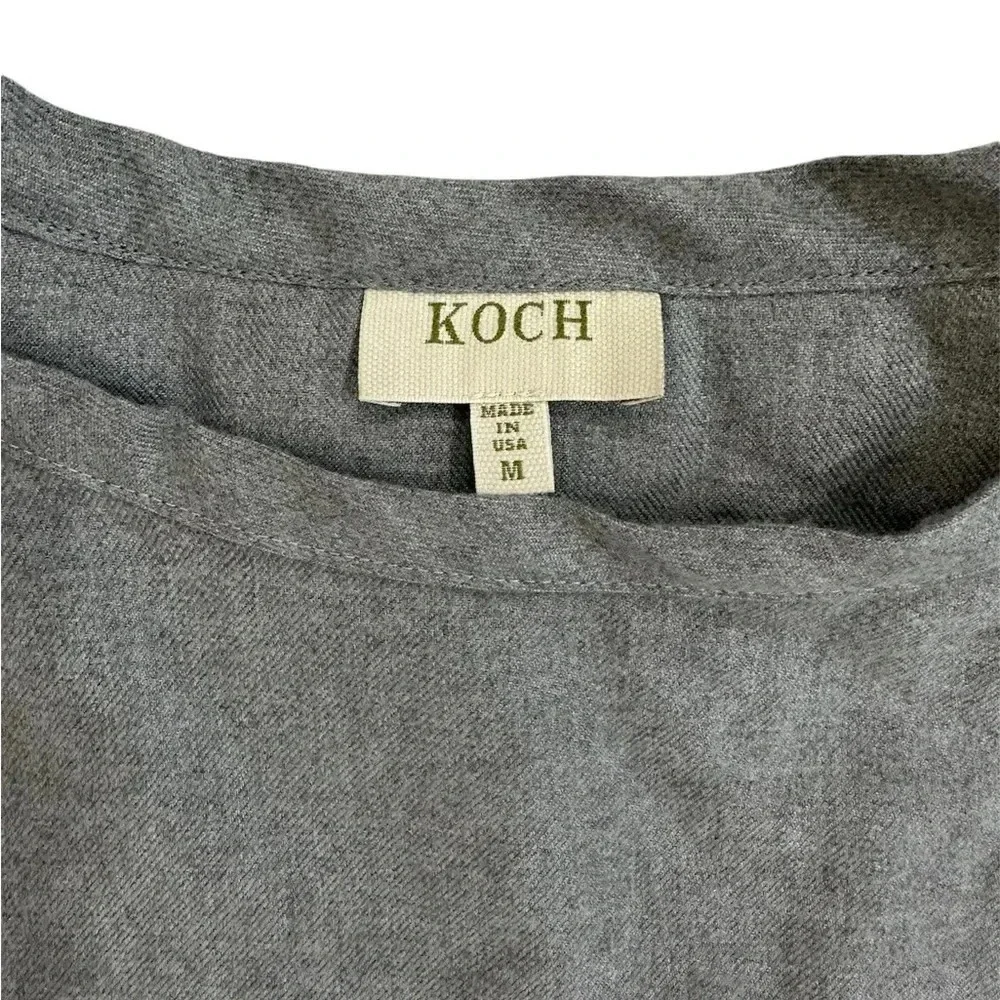 Koch Blouse Women’s Long Sleeve Ribbon Back Ruffle Trim Grey Size Medium EUC - Picture 3 of 7